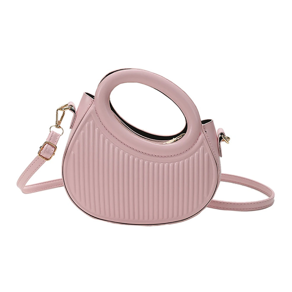 Round Handle Purse Shoulder Bag Personalize Small PU Round Handle Handbag for Women Pink Free Size