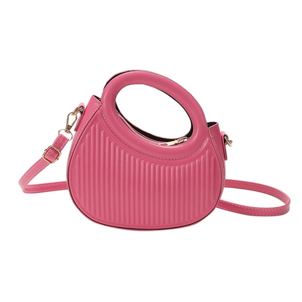 Round Handle Purse Shoulder Bag Personalize Small PU Round Handle Handbag for Women Rose Red Free Size