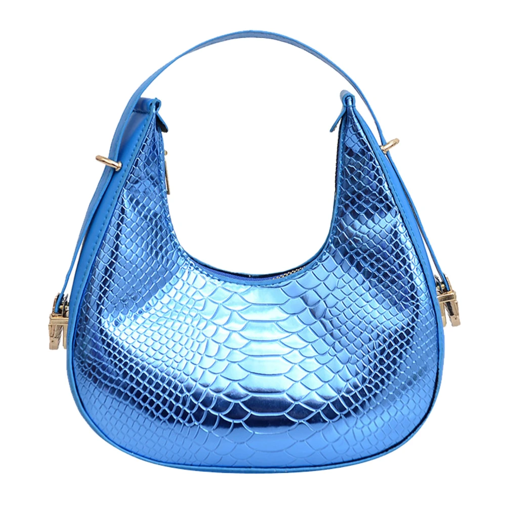 Single Shoulder Bag Women Fashion Handbag Soft PU Material Vintage Bag for Dating Shopping Traveling Blue Free Size