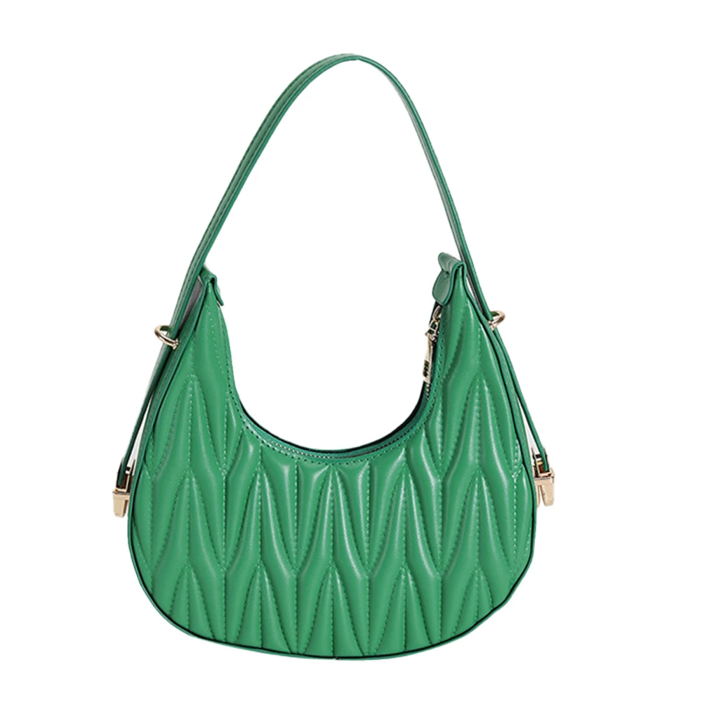 Women PU Leather Underarm Bag Fashionable Lightweight Zipper PU Shoulder Bag Purse Handbag Green Free Size