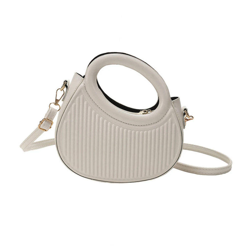 Round Handle Purse Shoulder Bag Personalize Small PU Round Handle Handbag for Women White Free Size