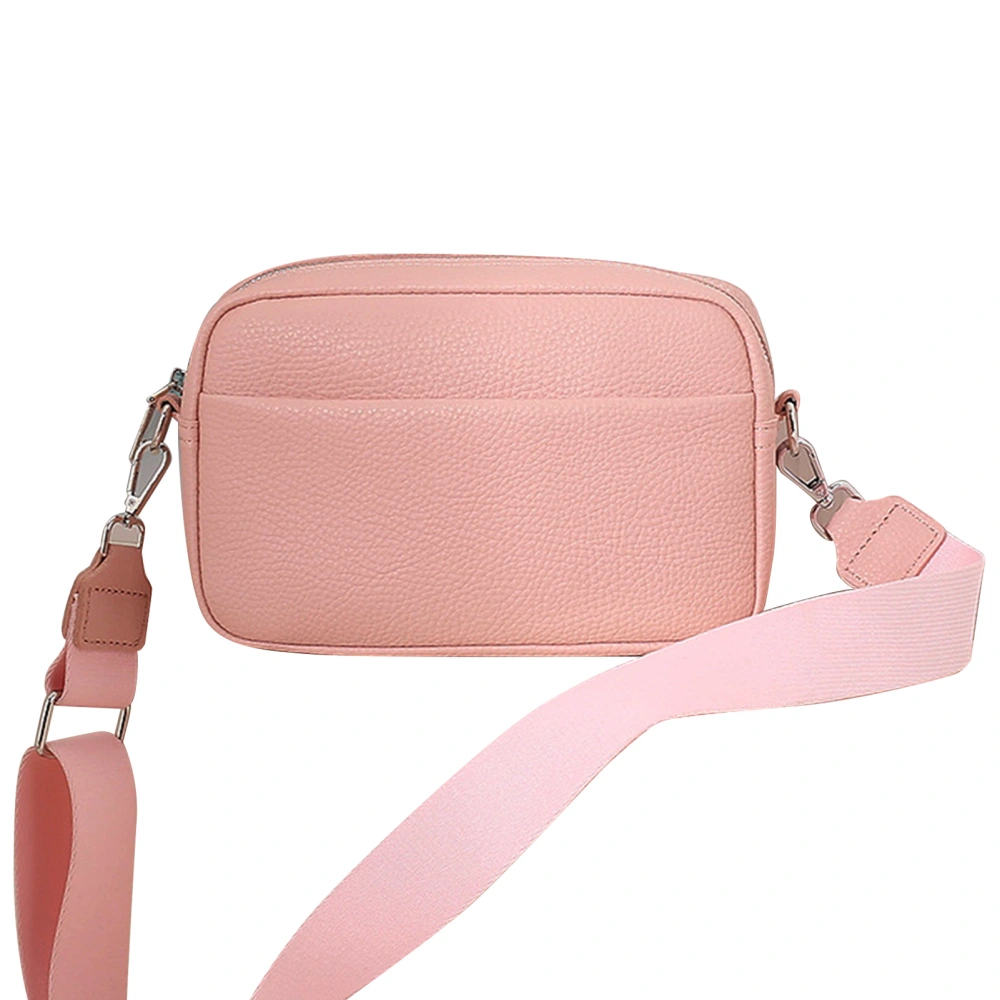 Women PU Shoulder Bag Strap Adjustable Zipper Multi Pockets Casual PU Messenger Bag Pink 9.06 X 5.51 X 2.76in