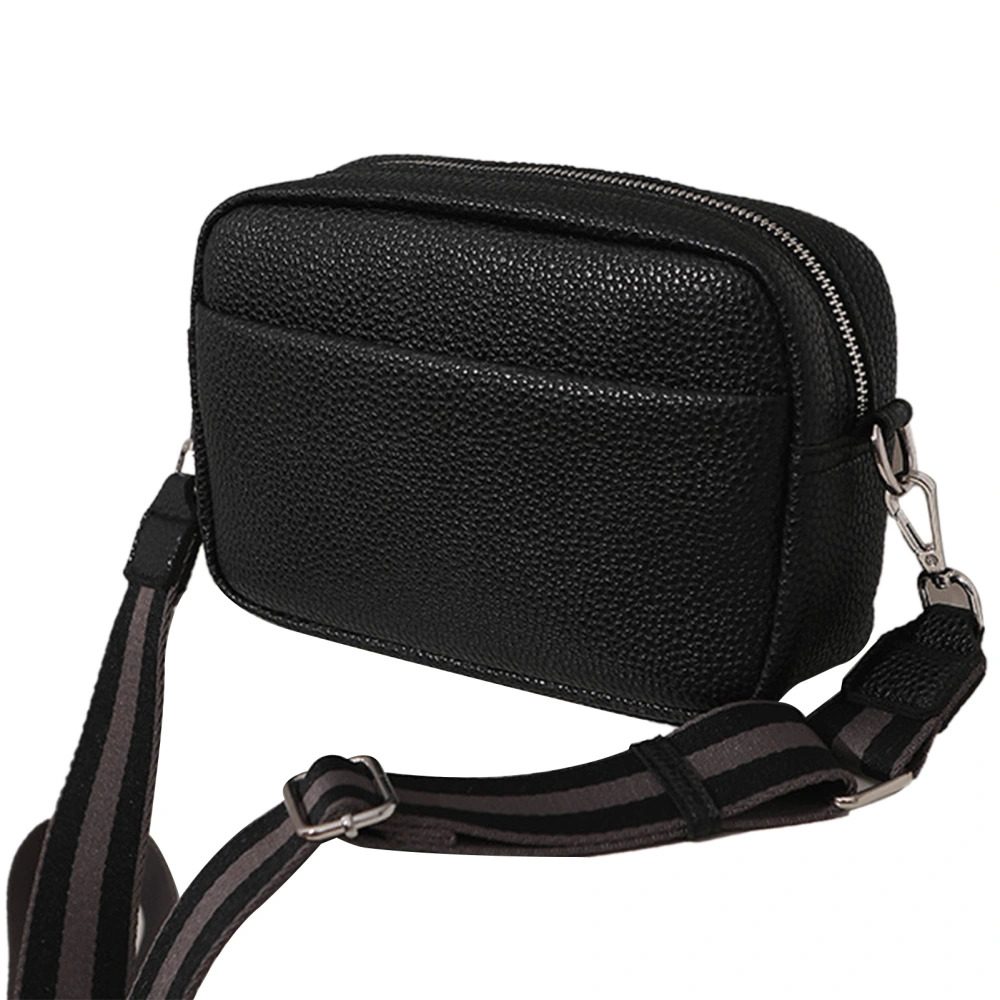 Women PU Shoulder Bag Strap Adjustable Zipper Multi Pockets Casual PU Messenger Bag Black 9.06 X 5.51 X 2.76in