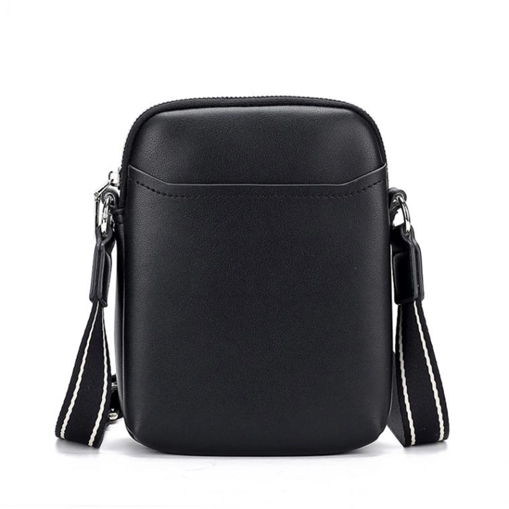 Women PU Shoulder Bag Adjustable Strap Zipper Closure Large Capacity Casual PU Messenger Bag Black Free Size