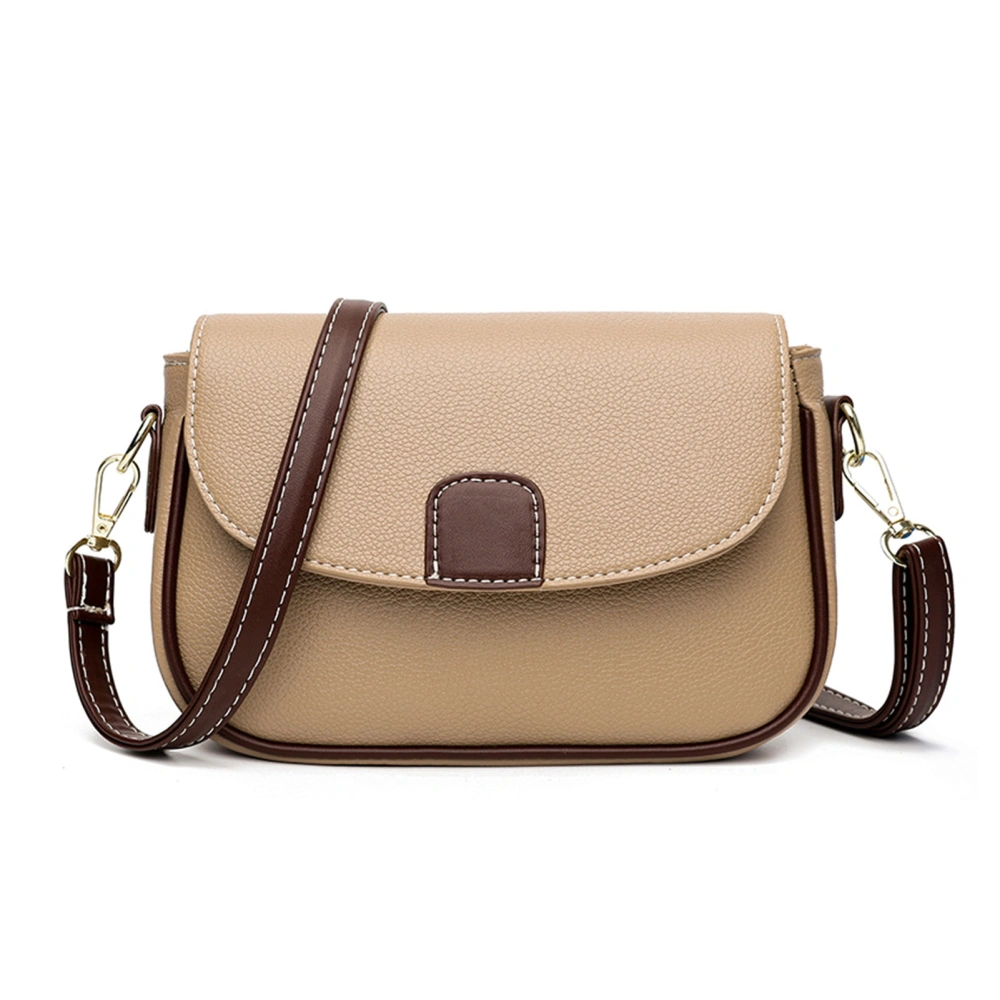 Women Shoulder Bag Multi Pockets Adjust Strap Length Small PU Messenger Bag for Daily Use Khaki Free Size