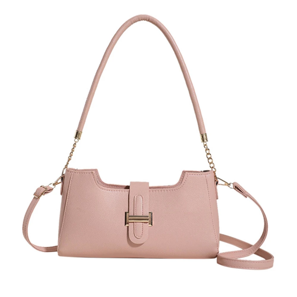 Shoulder Bag Soft Stylish Pure Color Versatile Large Capacity Underarm Shoulder Bag for Dating Shopping Pink Free Size