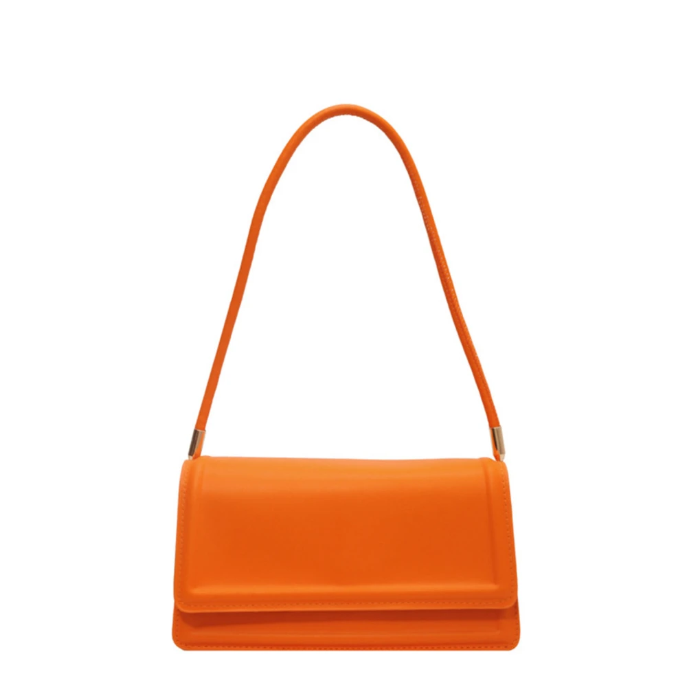 Lady Underarm Bag Retro Leisure Pure Color Handbags Women Shoulder Bag Fashion Purses for Shopping Dating Orange Free Size