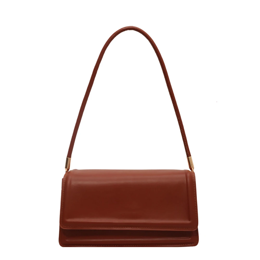 Lady Underarm Bag Retro Leisure Pure Color Handbags Women Shoulder Bag Fashion Purses for Shopping Dating Brown Free Size