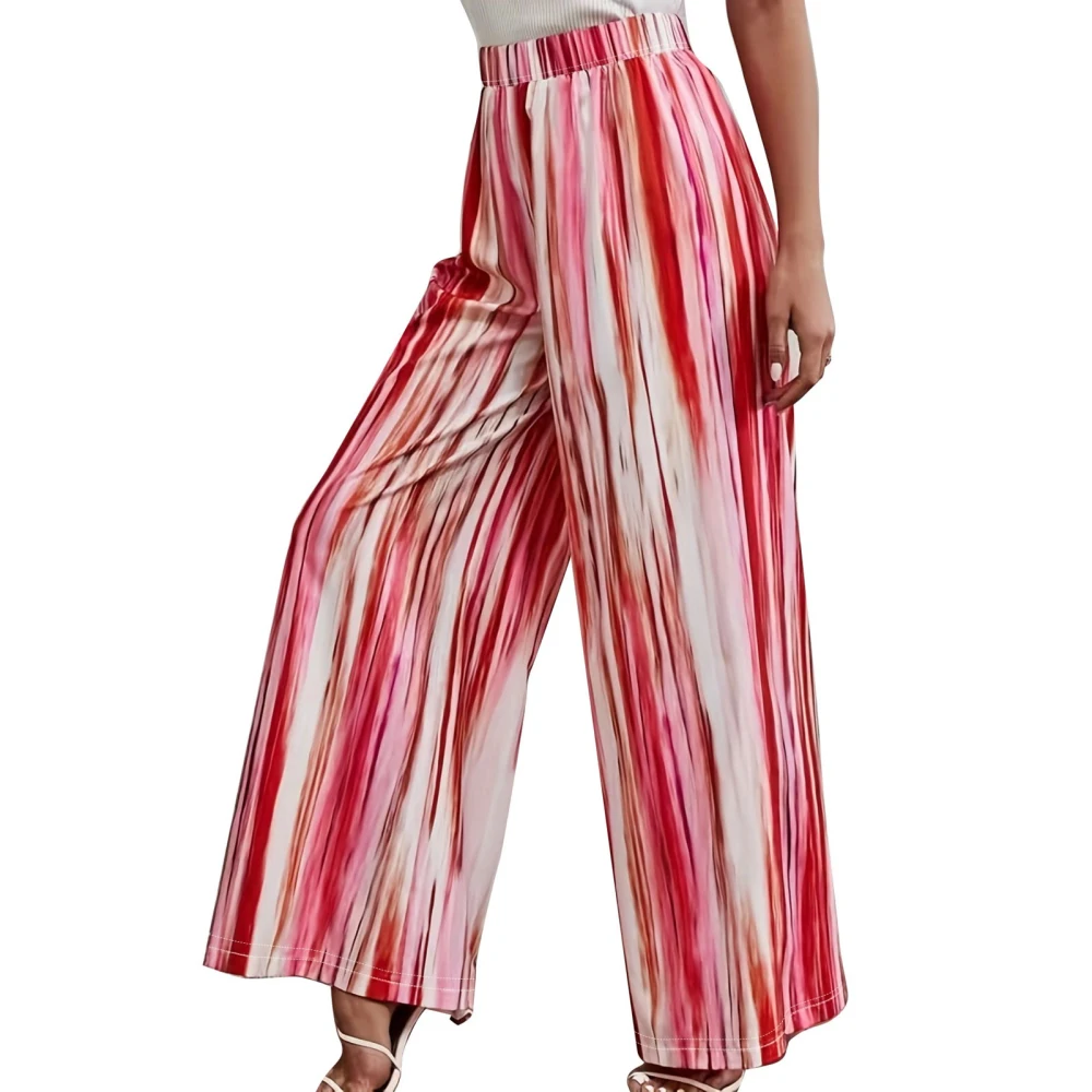 Women Wide Leg Pants Loose Fit Soft Fashionable Breathable for Dating Shopping Outdoor Work Red M