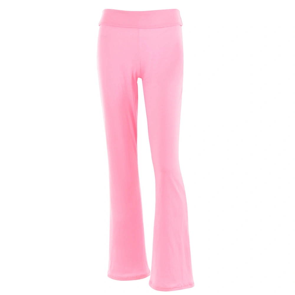 Women Solid Color Flared Pants Butt Lifter Stylish Slim Fit Bell Bottom Trousers for Daily Leisure Pink L