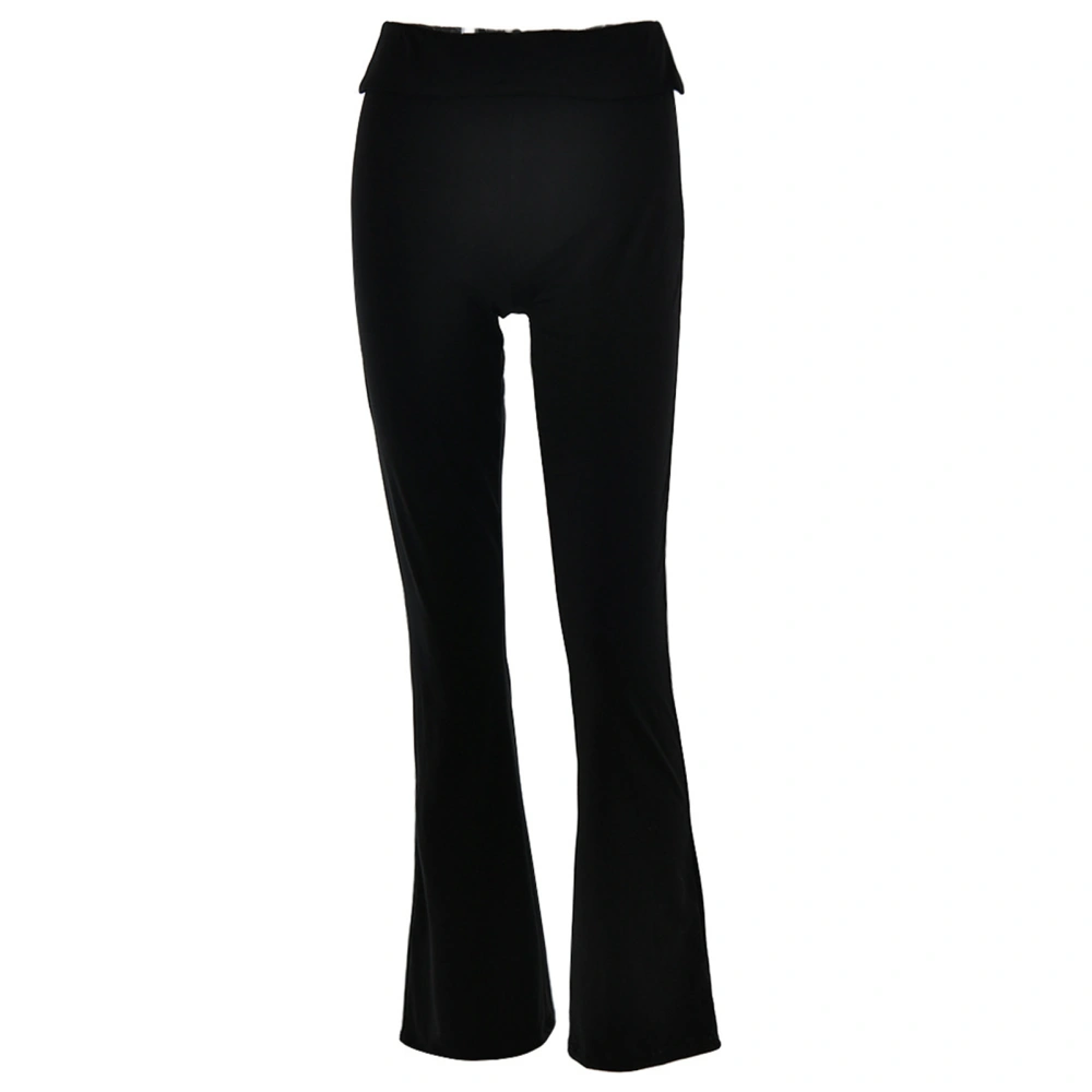 Women Solid Color Flared Pants Butt Lifter Stylish Slim Fit Bell Bottom Trousers for Daily Leisure Black L