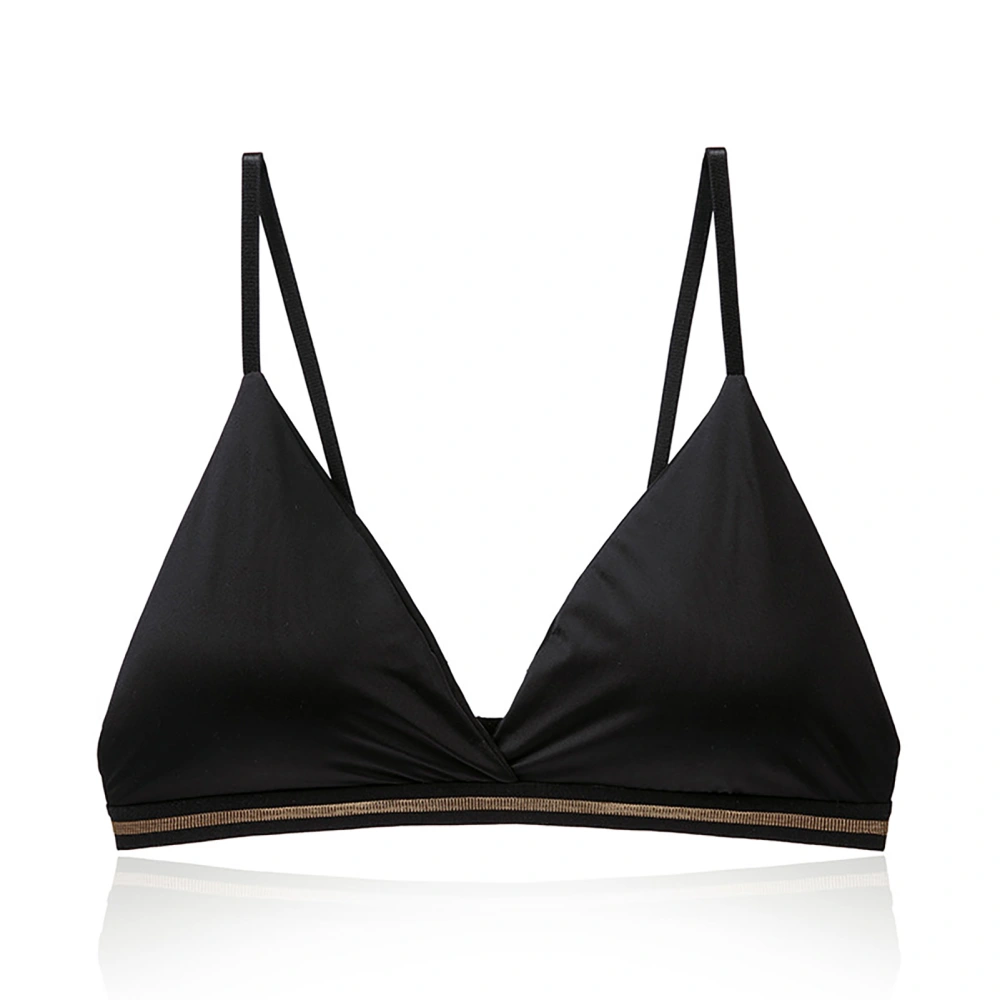 Women Bra Seamless Design Soft Breathable Skin Friendly Stylish Wireless Bra for Daily Wear Black M:50‑60kg/110.2‑132.3lb