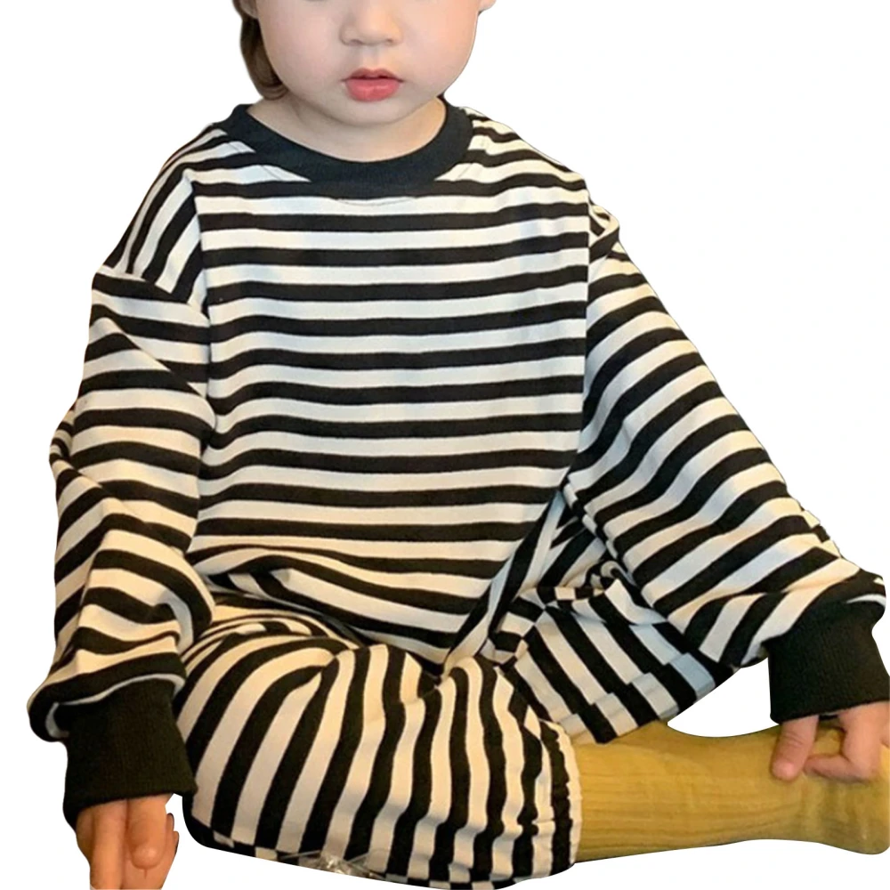 Children Striped Bear Suit Long Sleeve Fashional Lovely Children Striped Round Neck Set Striped Bear Suit XL Suitable Height 43.3in