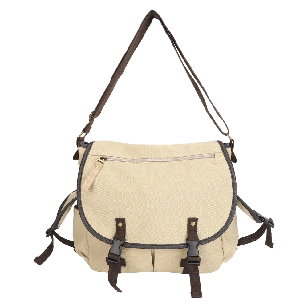 Men Canvas Messenger Bag Vintage Single Shoulder Adjustable Portable for Casual Travel Khaki Free Size