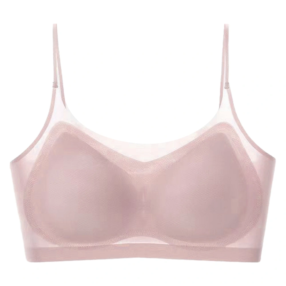 Summer Ultra Thin Bra Ice Silk Breathable Erogenous Spaghetti Strap Push Up Bralette Women Sports Bra Pink L 80A 85B 85C