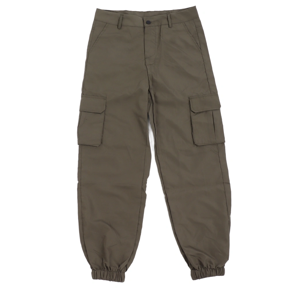 Women Cargo Pants Large Pockets Cuffed Pants Casual Stylish Outdoor Jogging Hiking Long Casual Pants Green S