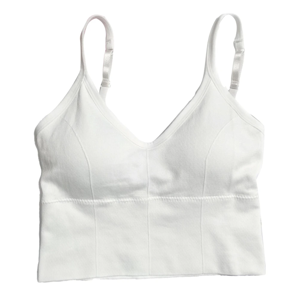 Sports Wireless Vest U Shape Breathable Underwear Spaghetti Strap Bralette Bra Vest for Women White Free Size