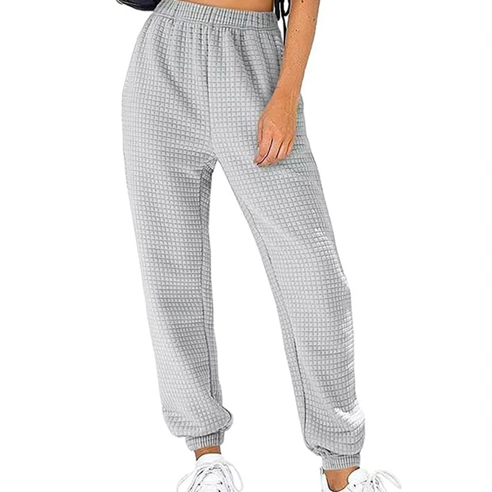 Women Casual Long Joggers Elastic Waisted Plain Color Loose Fitted Long Joggers for Sports Grey S