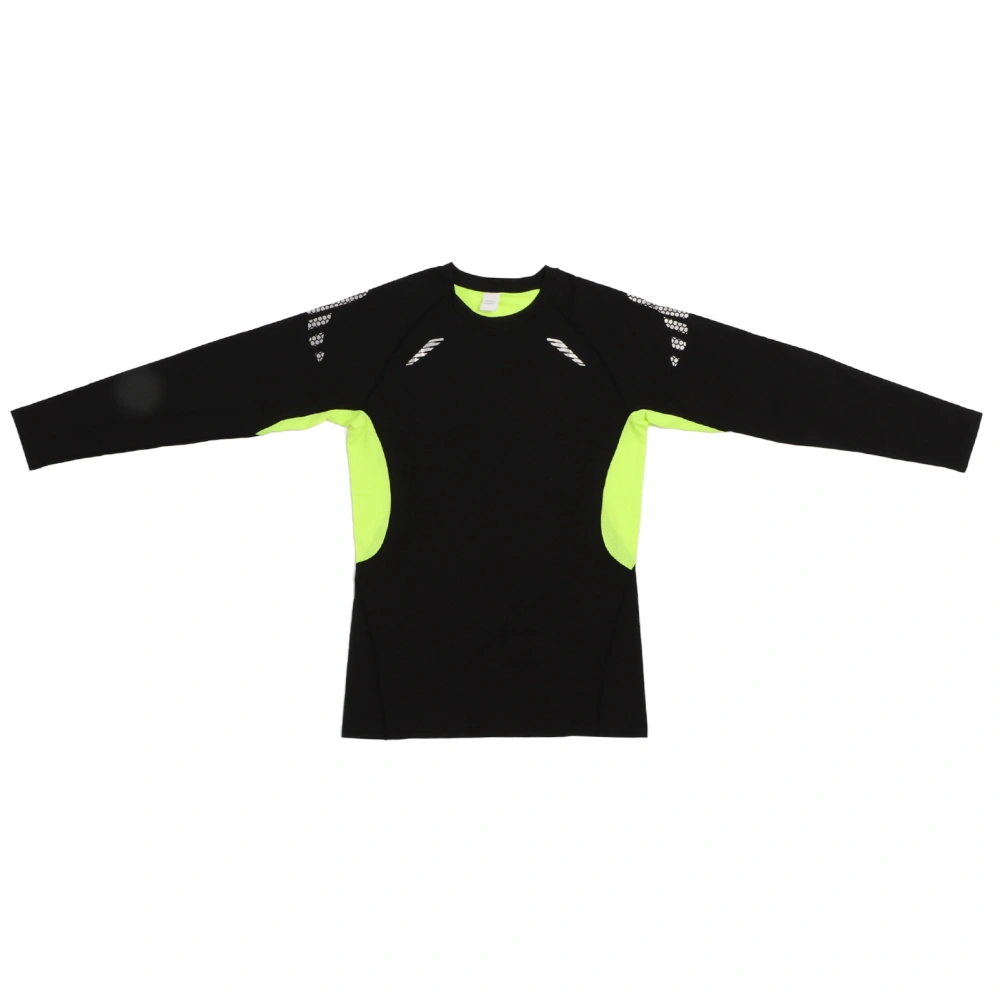 Men Sports Long Sleeve Compression T Shirt Stretch Quick Dry Athletic Running Base Layer Top for Workout Green Long Sleeve XL