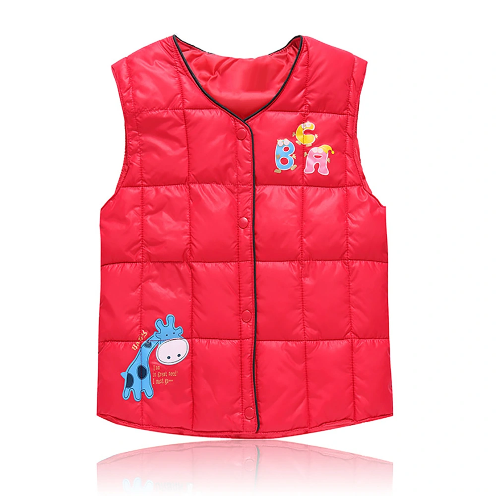 Children Down Cotton Vest Cute Toddler Warm Down Padded Jacket Vest for Spring Autumn Winter Red M