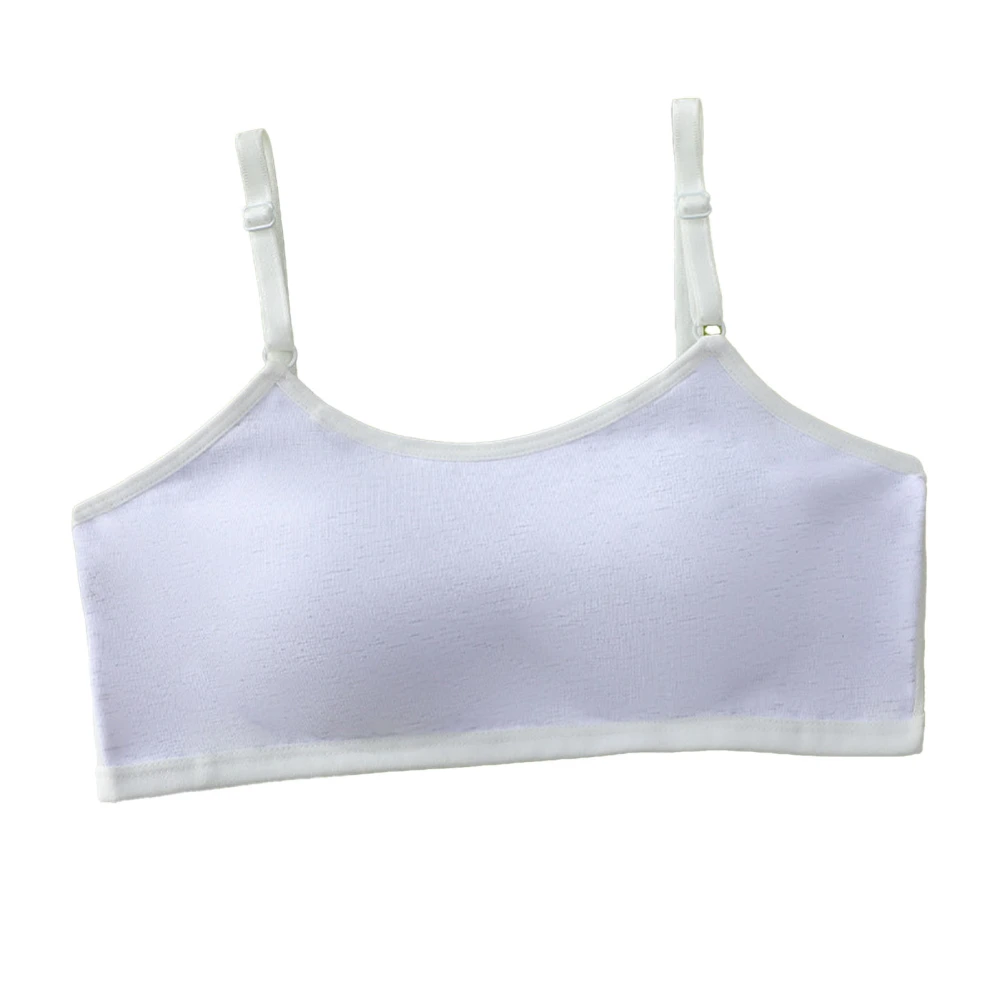 Girls Bra Pure Cotton Soft Comfortable Breathable Bralette Girls Adjustable Strap Sports Bra for Sports Daily White Gray Free Size