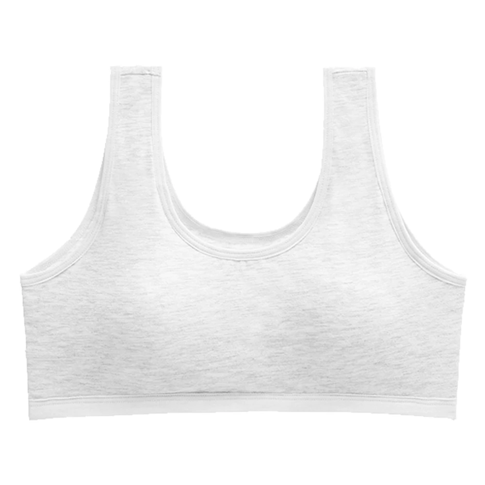 Cotton Pullover Sports Bra Comfortable Skin Friendly Light Wireless Seamless Tank Strap Bra for Girls Student Grey L