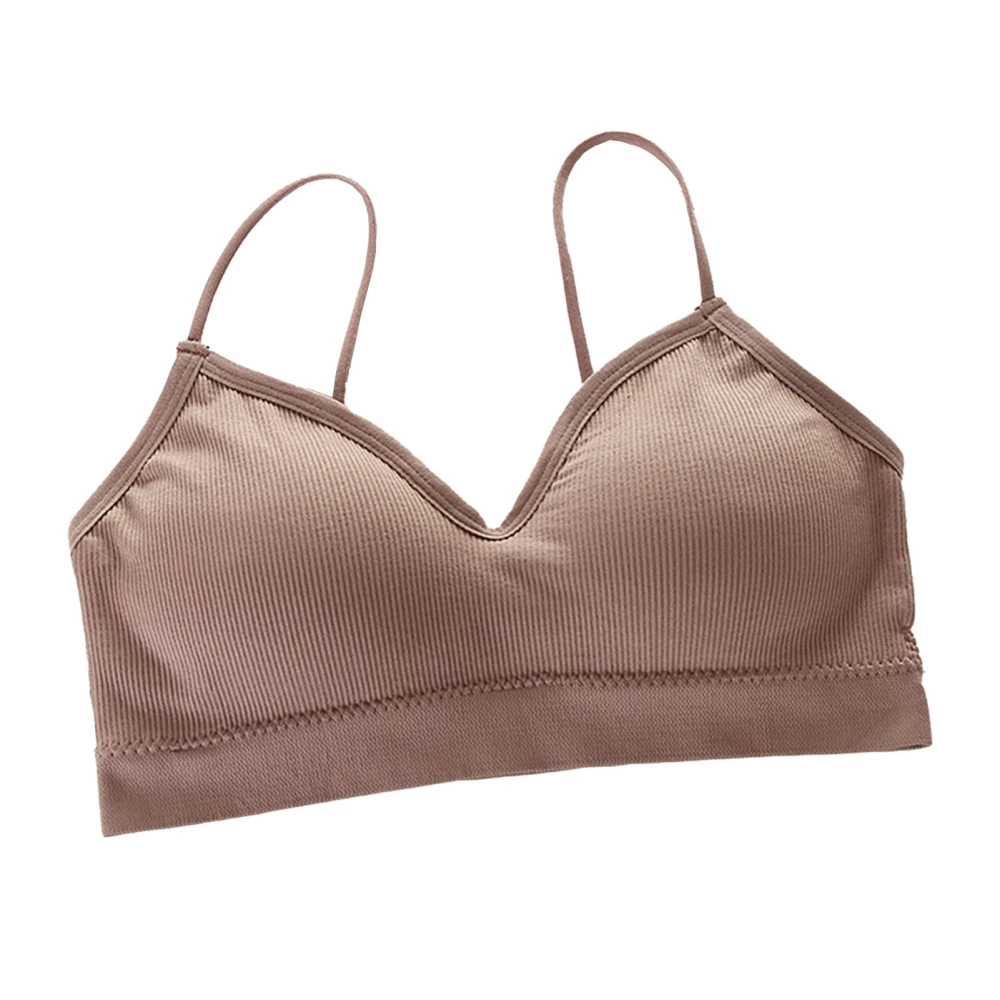 Sports Girl Bralette Underwear Strap Plain Color Backless Girl Wireless Bra for Daily Life Cameo Brown Free Size(88.2‑132.3lb)