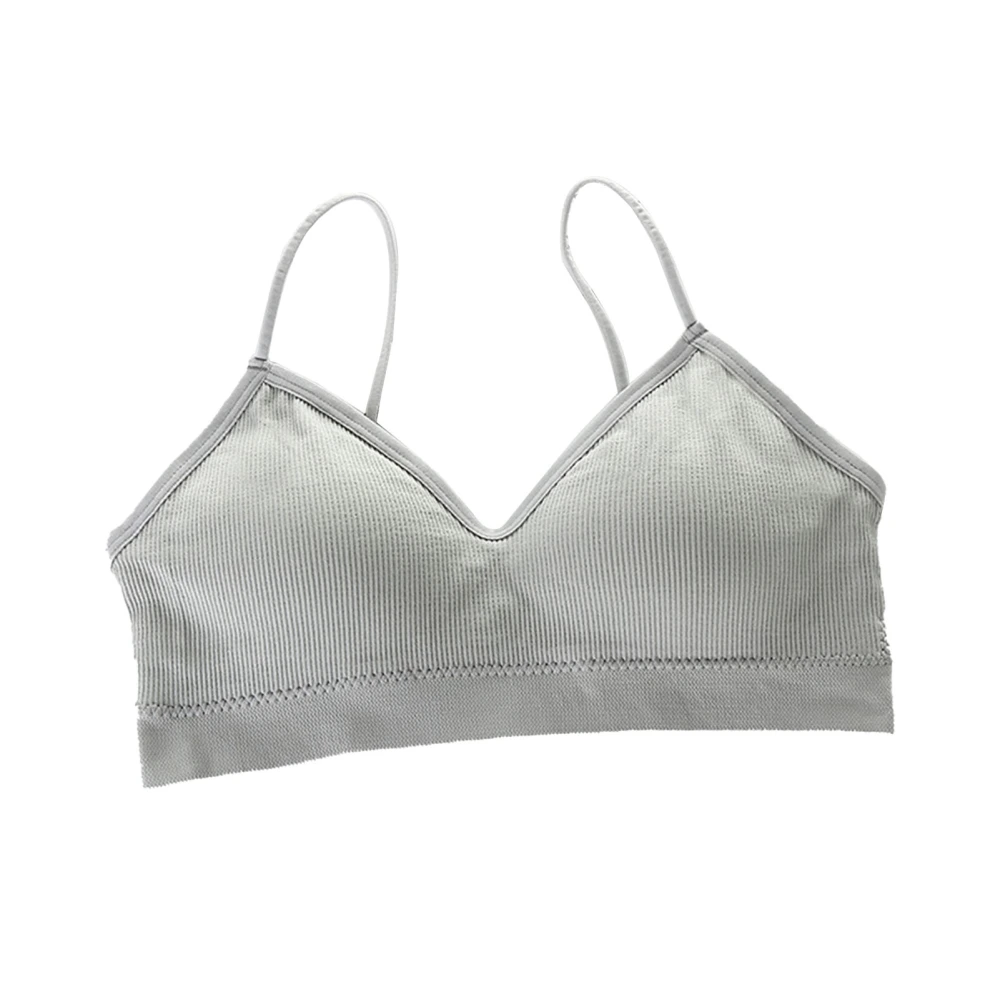 Sports Girl Bralette Underwear Strap Plain Color Backless Girl Wireless Bra for Daily Life Grey Free Size(88.2‑132.3lb)