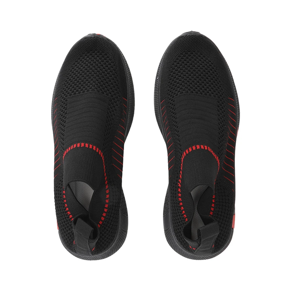 Men Knit Running Shoes Breathable Fashionable Casual Slip On Sneakers for Hiking Outdoor Activity Black 44