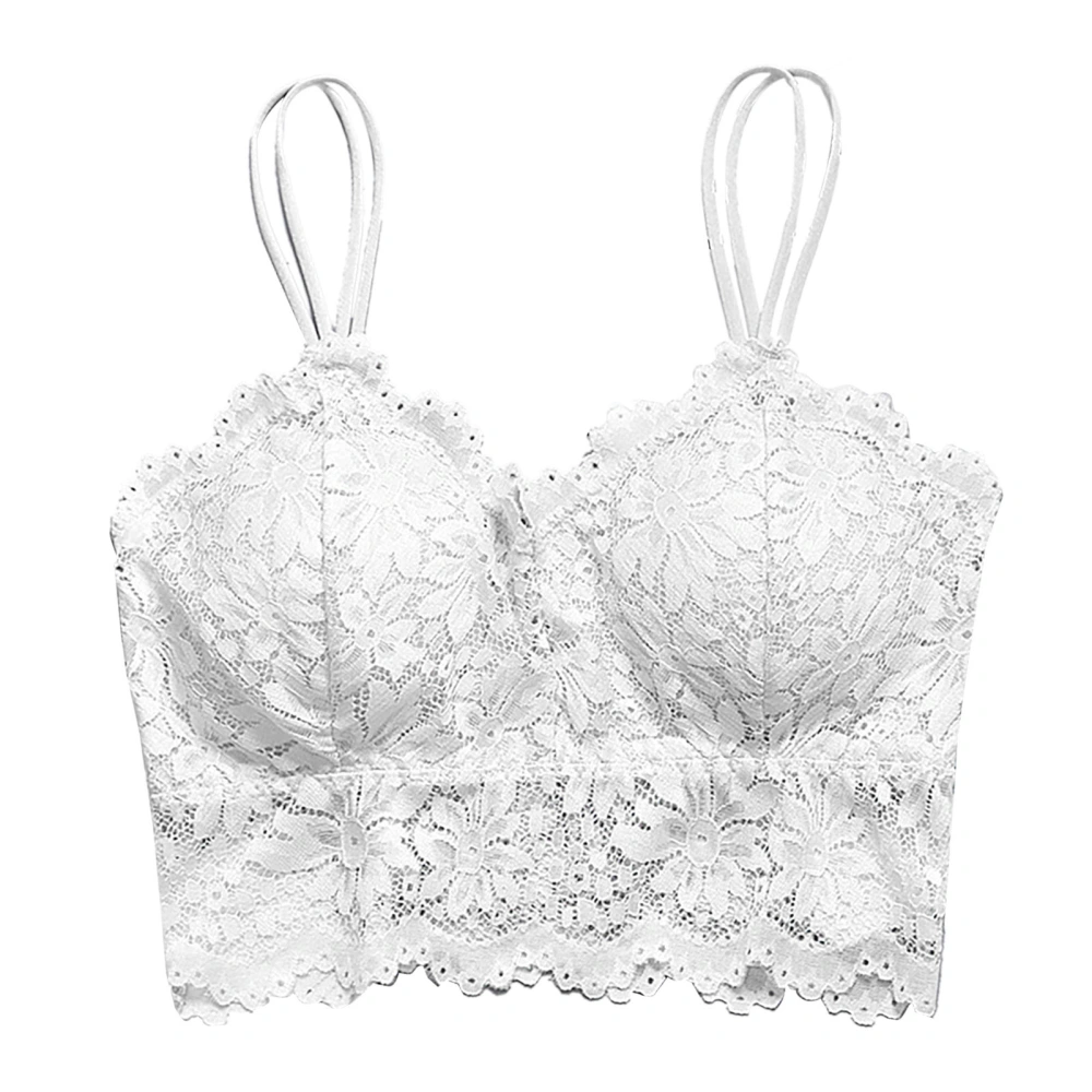 Women Lace Bra Bralette Padded Plus Size Camisole Underwear Skin Friendly Breathable Lightly Lined Bra Underwear White XL