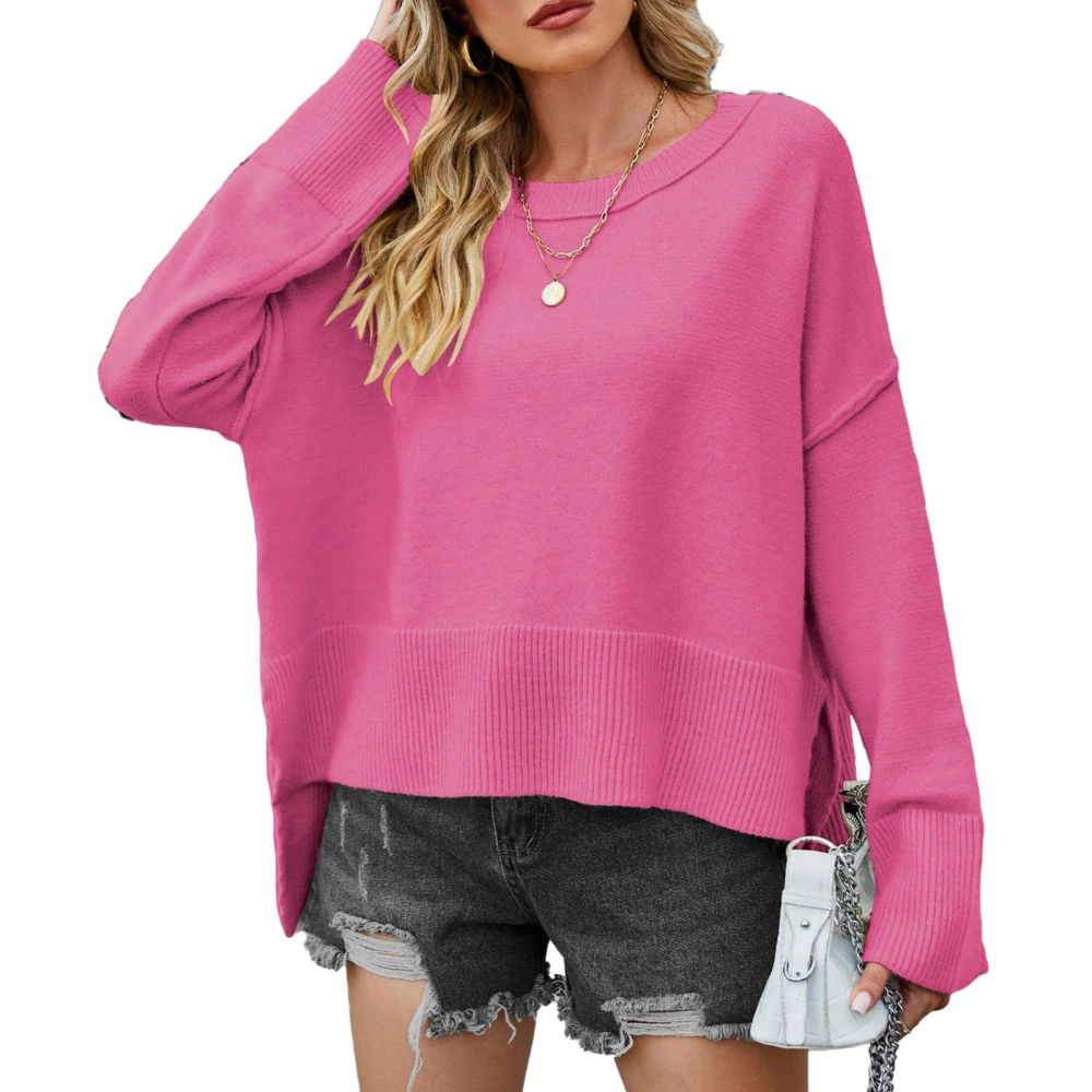 Flare Sleeve Top Women Bell Trumpet Sleeves Soft Skin Friendly Loose Breathable Round Neck for Girls Rose Red L