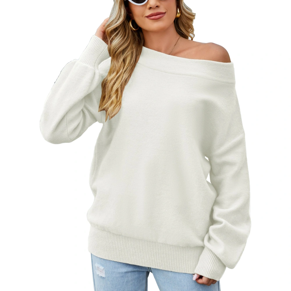 Women Drop Shoulder Sleeve Loose Blouse Drop Shoulder Long Sleeve Top Pure Color Soft Casual Pullover Blouse Apricot L