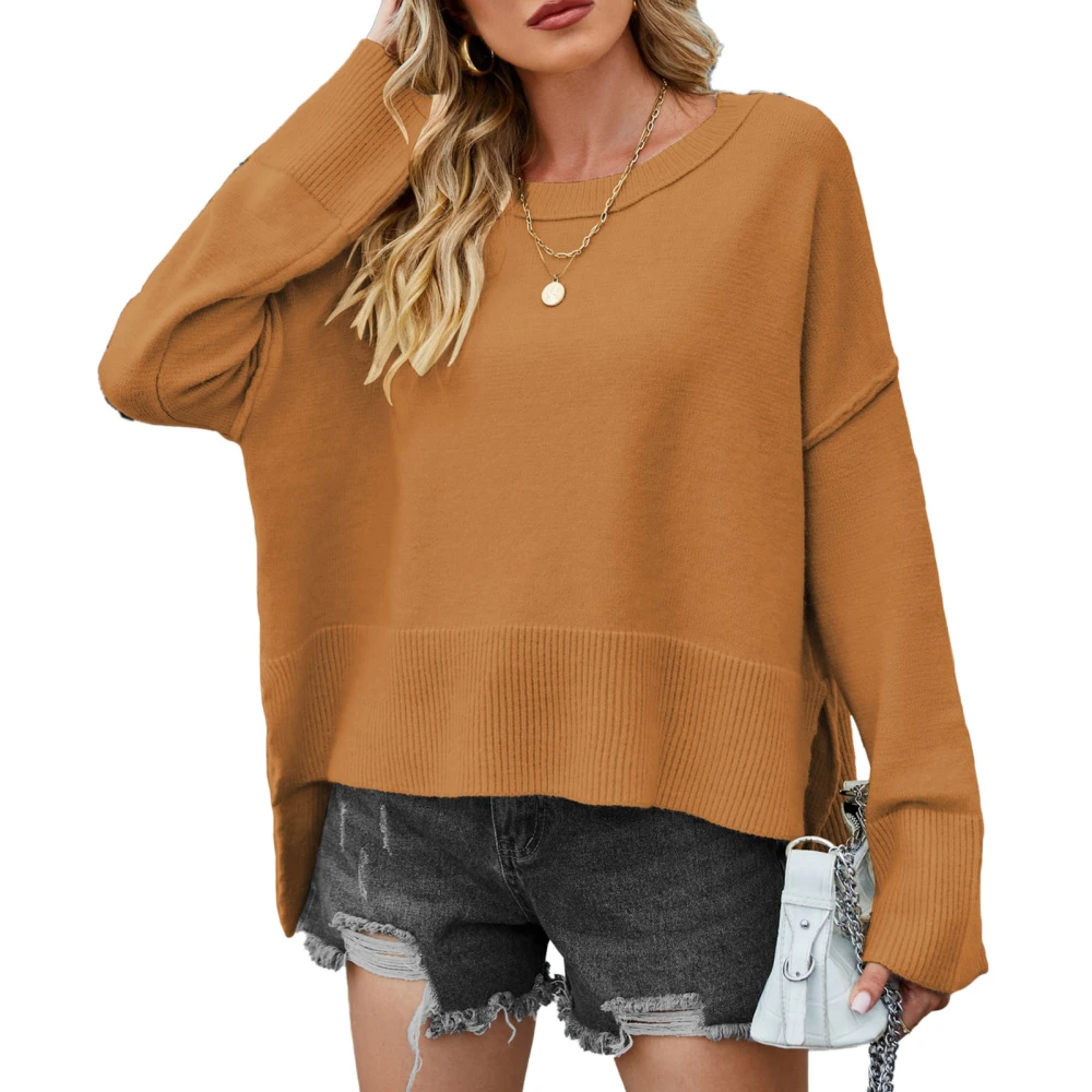 Flare Sleeve Top Women Bell Trumpet Sleeves Soft Skin Friendly Loose Breathable Round Neck for Girls Yellowish Brown M