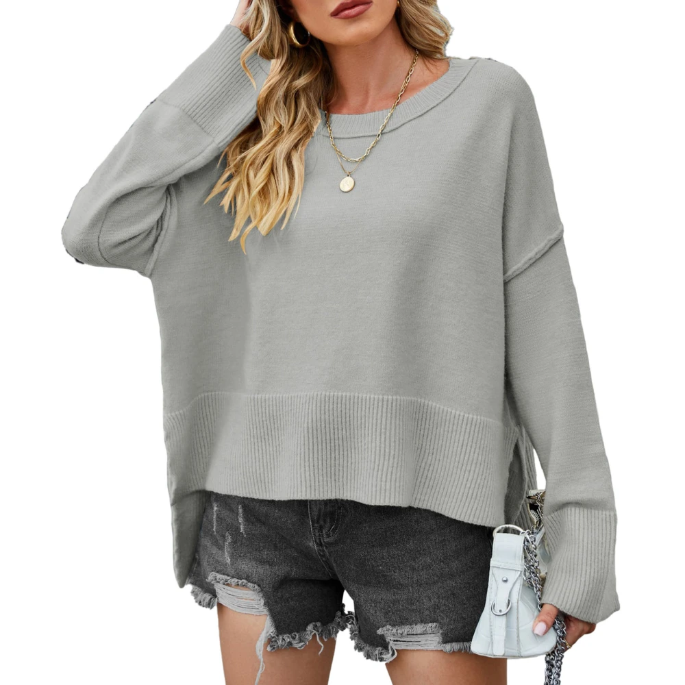 Flare Sleeve Top Women Bell Trumpet Sleeves Soft Skin Friendly Loose Breathable Round Neck for Girls Gray M