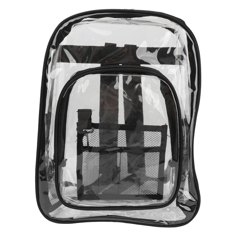 Transparent Backpack PVC Large Capacity Dual Shoulder Strap Waterproof Clear Backpack for Students Black Free Size