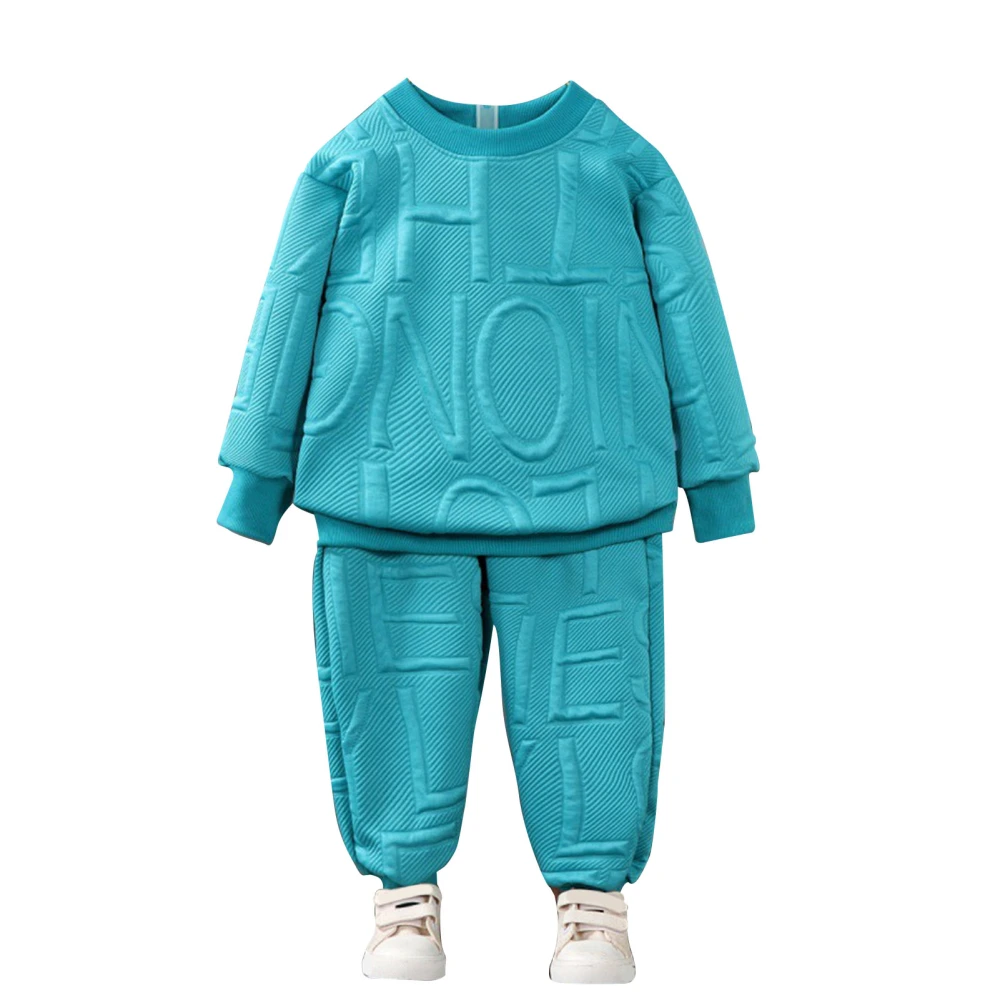 Baby Casual Sweatshirt Outfits 2 Piece Letter Print Sweatsuit Round Neck Long Sleeve Sweatshirt Elastic Waist Long Pants Set Green 120cm