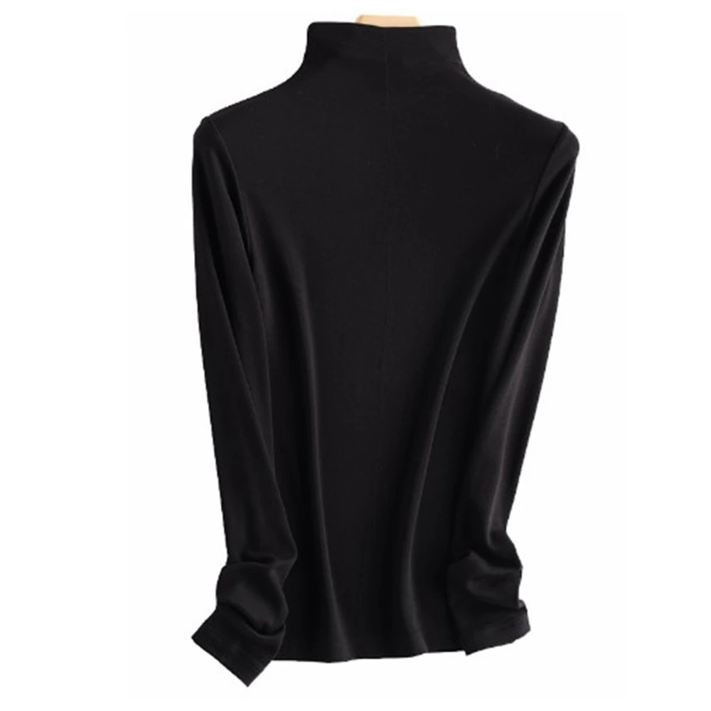 Women Long Sleeved Top Comfortable Skin Friendly Stylish Breathable Bottoming Long Sleeved Shirt for Daily Life Business Black XL