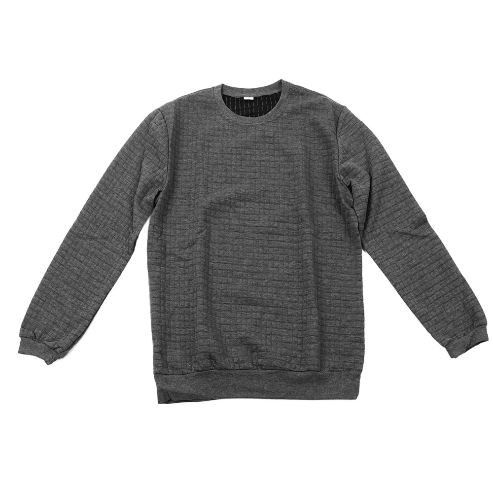 Men Knitting Top Pure Color Knitted Long Sleeve Soft Elastic Bottom Lightweight Pullover Knit Top Dark Gray XXXL