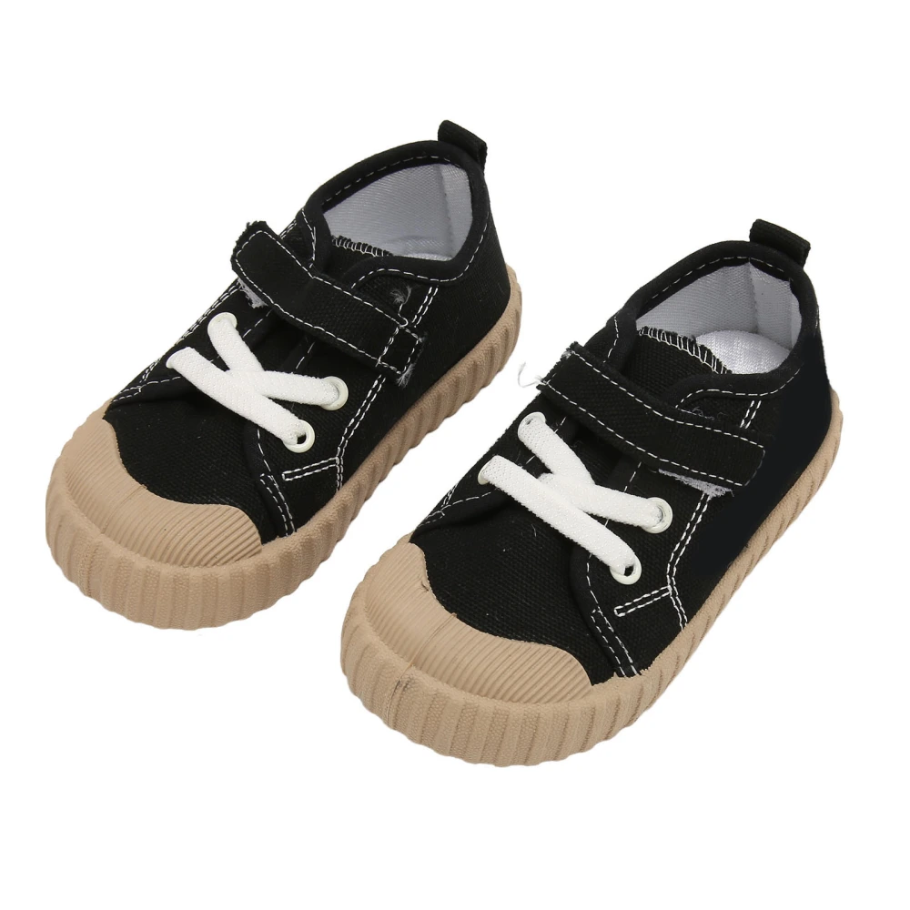 Baby Canvas Walking Shoes Cartoon Animal Lace Up Anti Slip Breathable Infant Walking Sneakers Black Black 23