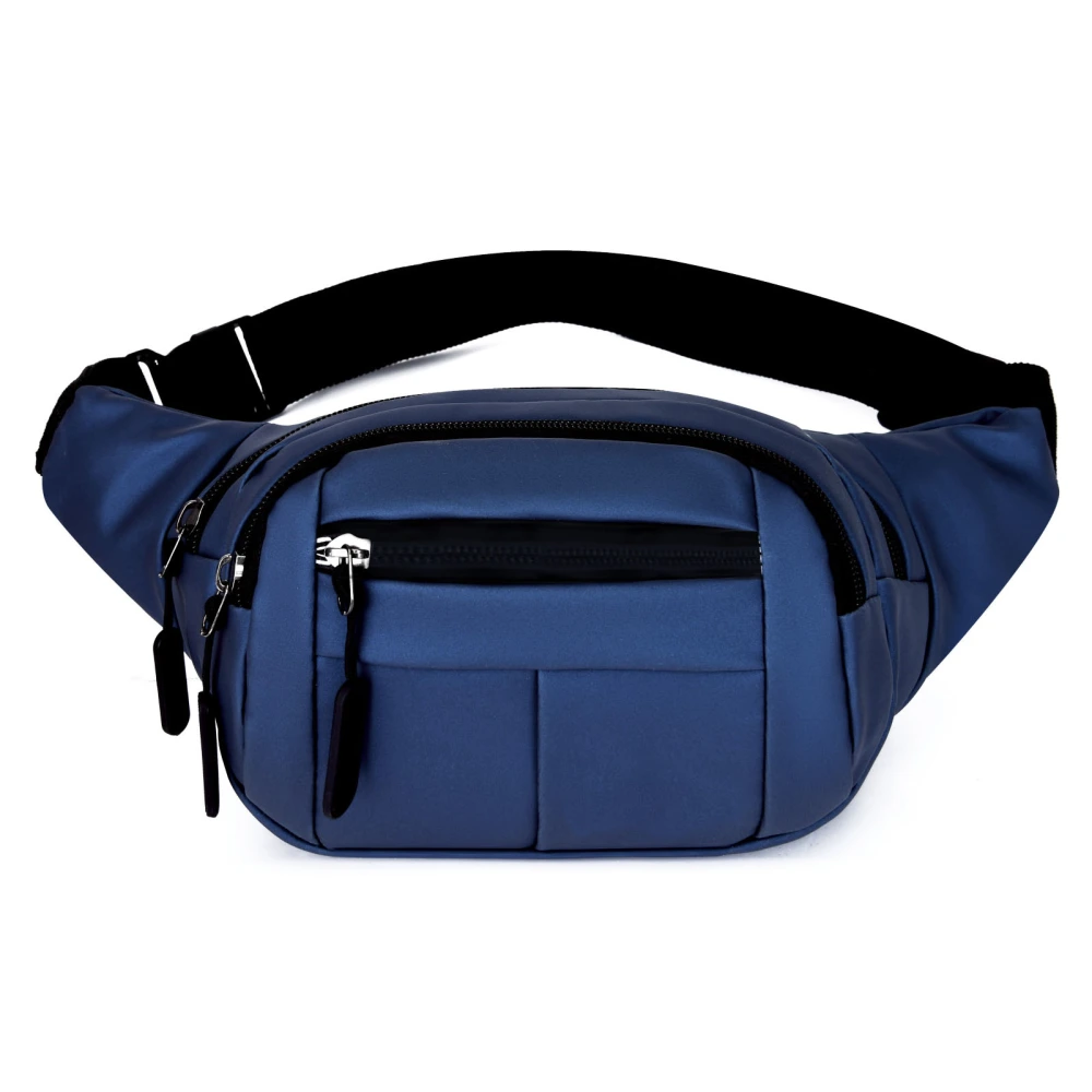 Men Chest Bag Multi Pockets Large Capacity Waterproof Adjust Strap Outdoor Waist Pouch Blue Free Size