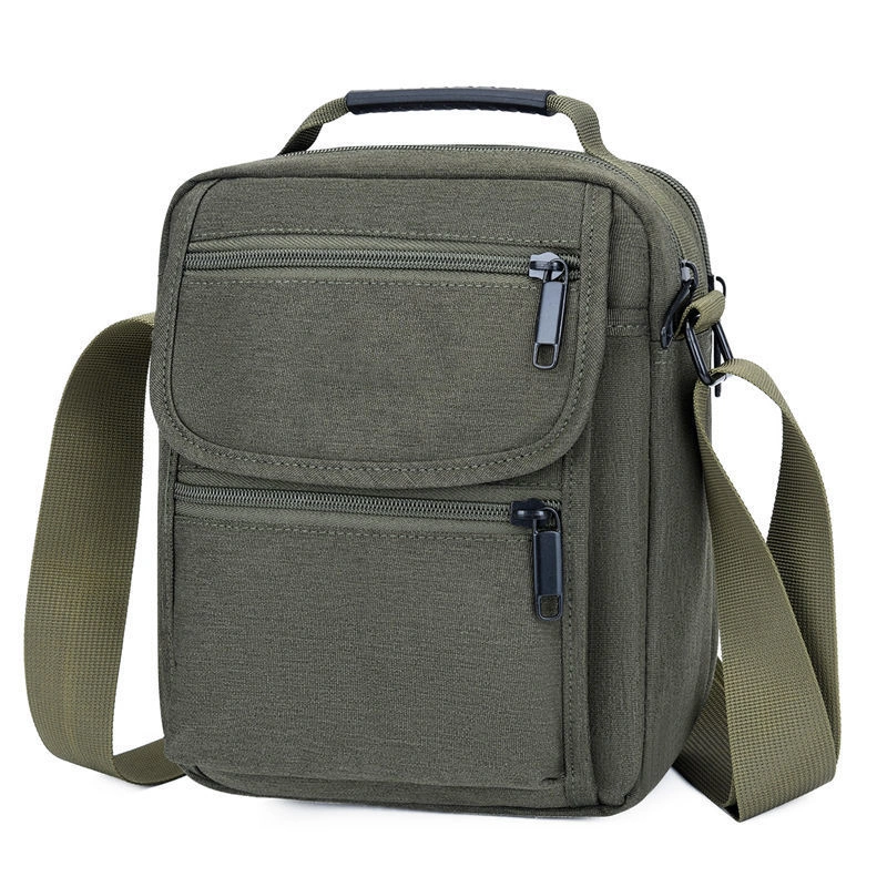 Men Messenger Bag Durable Oxford Cloth Shoulder Bag Casual Lightweight Multilayer Messenger Bag for Business Trip Green Free Size