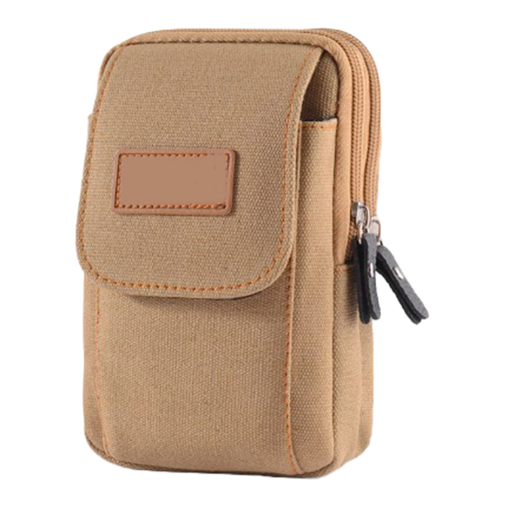 Waist Zipper Pack Waist Pack 6.5 Inch Canvas Lightweight Multifunctional Mini Waist Bag for Men Women Khaki Free Size