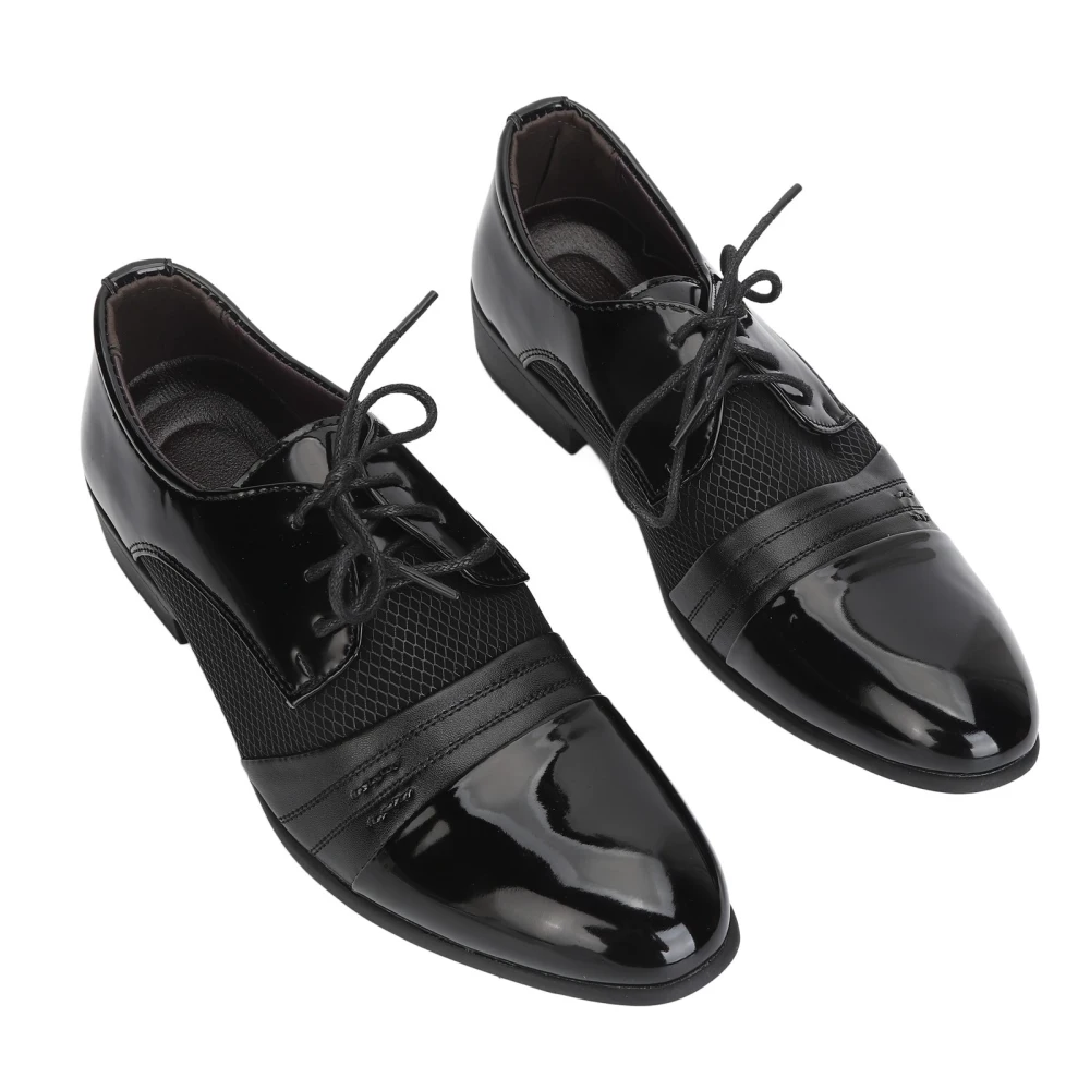 Business Formal Dress Shoes Lace Up Leisure PU Leather Men Casual Dress Shoes for Daily Life Black 42