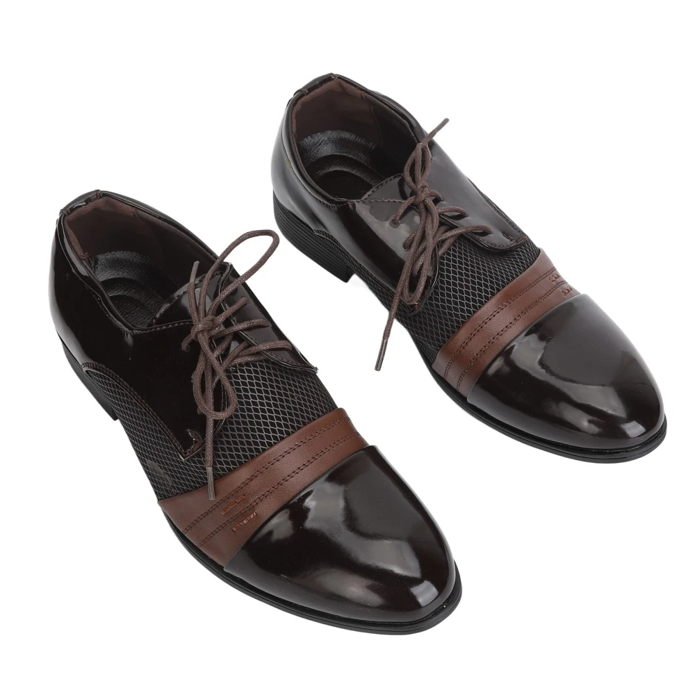 Business Formal Dress Shoes Lace Up Leisure PU Leather Men Casual Dress Shoes for Daily Life Brown 44