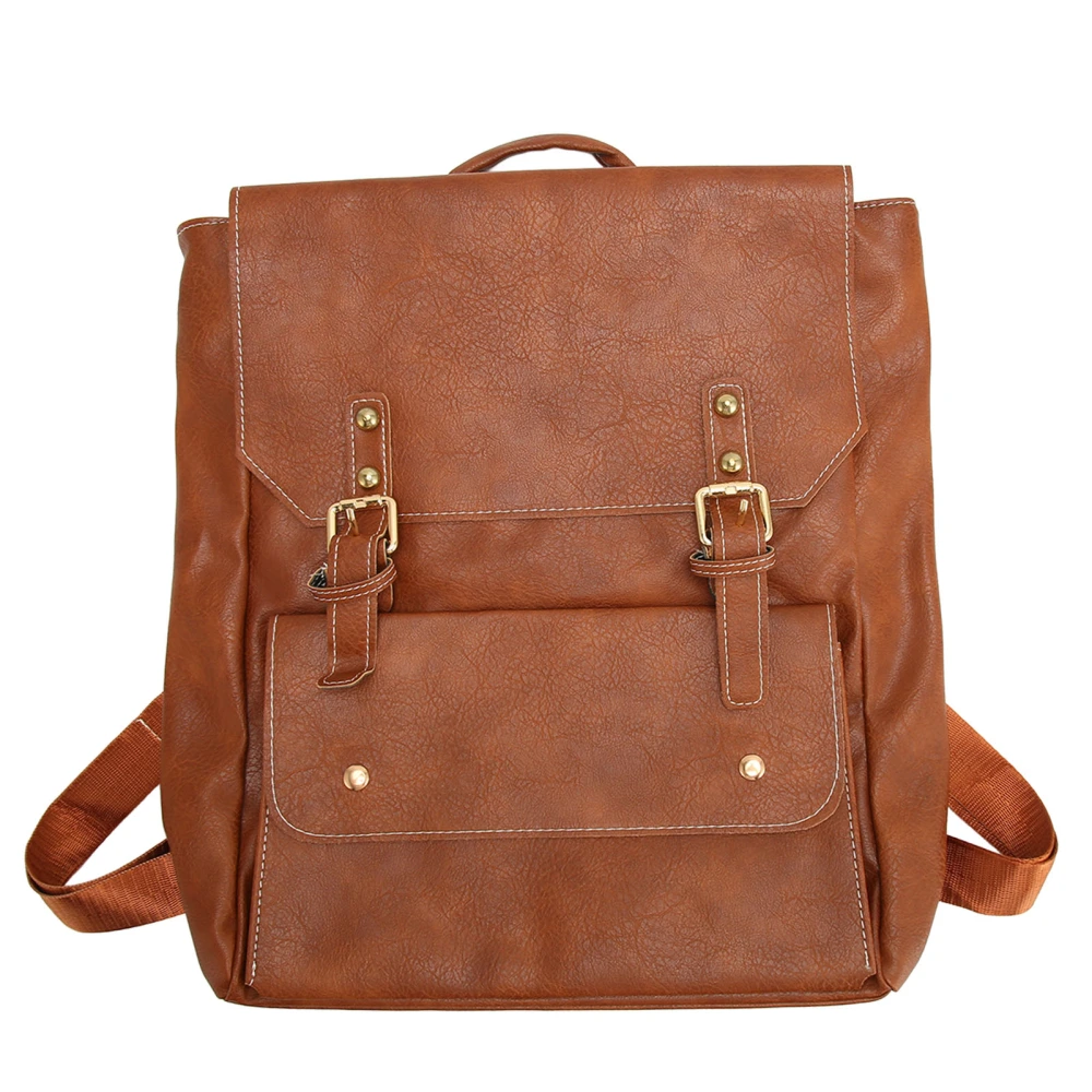 PU Leather Backpack Waterproof Large Capacity Stress Relief Soft Women Bookbag for Traveling Gym Light Brown Free Size