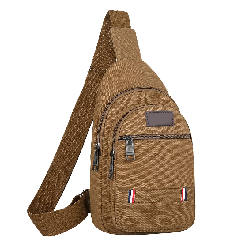 Sling Bag Durable Canvas Sling Backpack Adjustable Strap Chest Bag Stylish Travel Shoulder Bag for Men Coffee Free Size