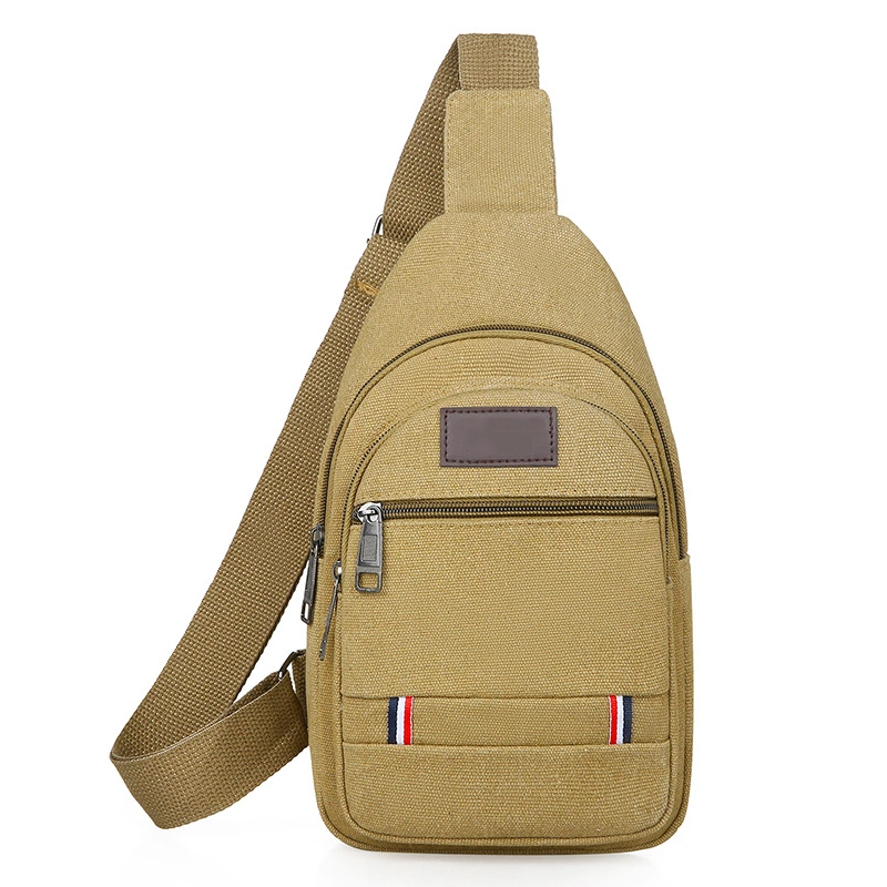 Sling Bag Durable Canvas Sling Backpack Adjustable Strap Chest Bag Stylish Travel Shoulder Bag for Men Khaki Free Size