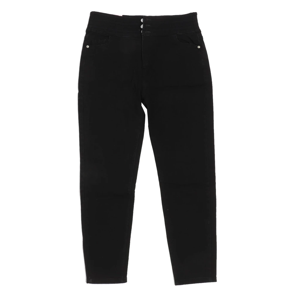 High Waist Pants Women Casual Elegant 3 Button Slim Fit Pants with Pockets for Shopping Dating Black 32 for 68‑75kg