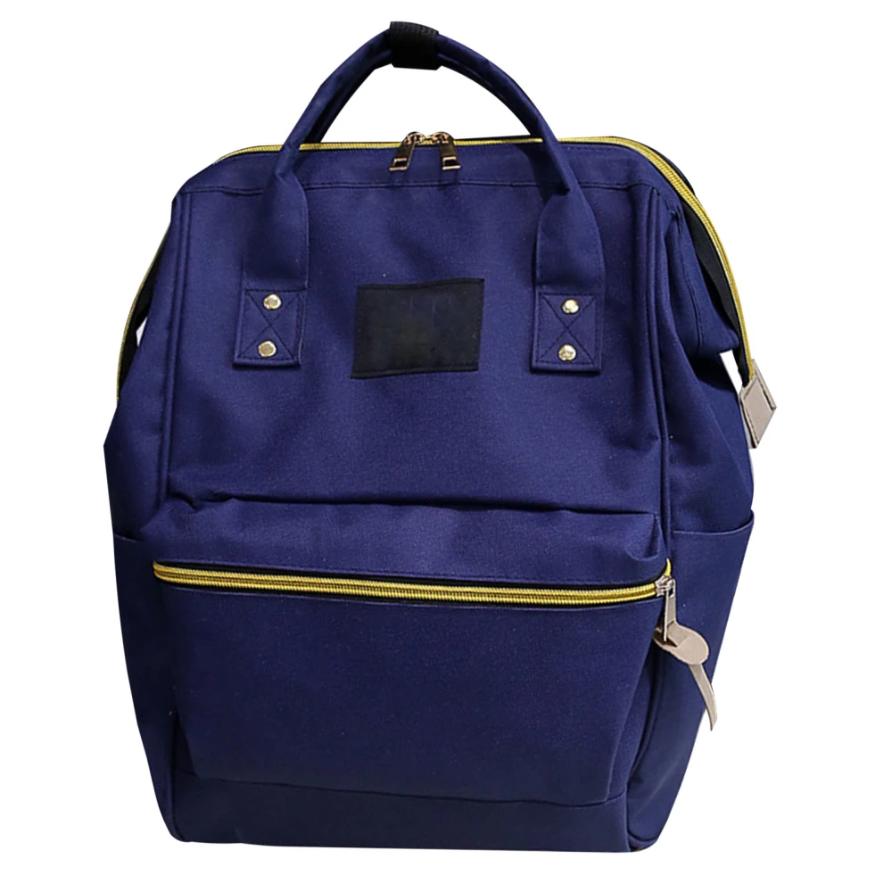 Students Backpack Large Capacity Zipper Closure Waterproof Oxford Cloth ​School Shoulder Bag Dark Blue Free Size