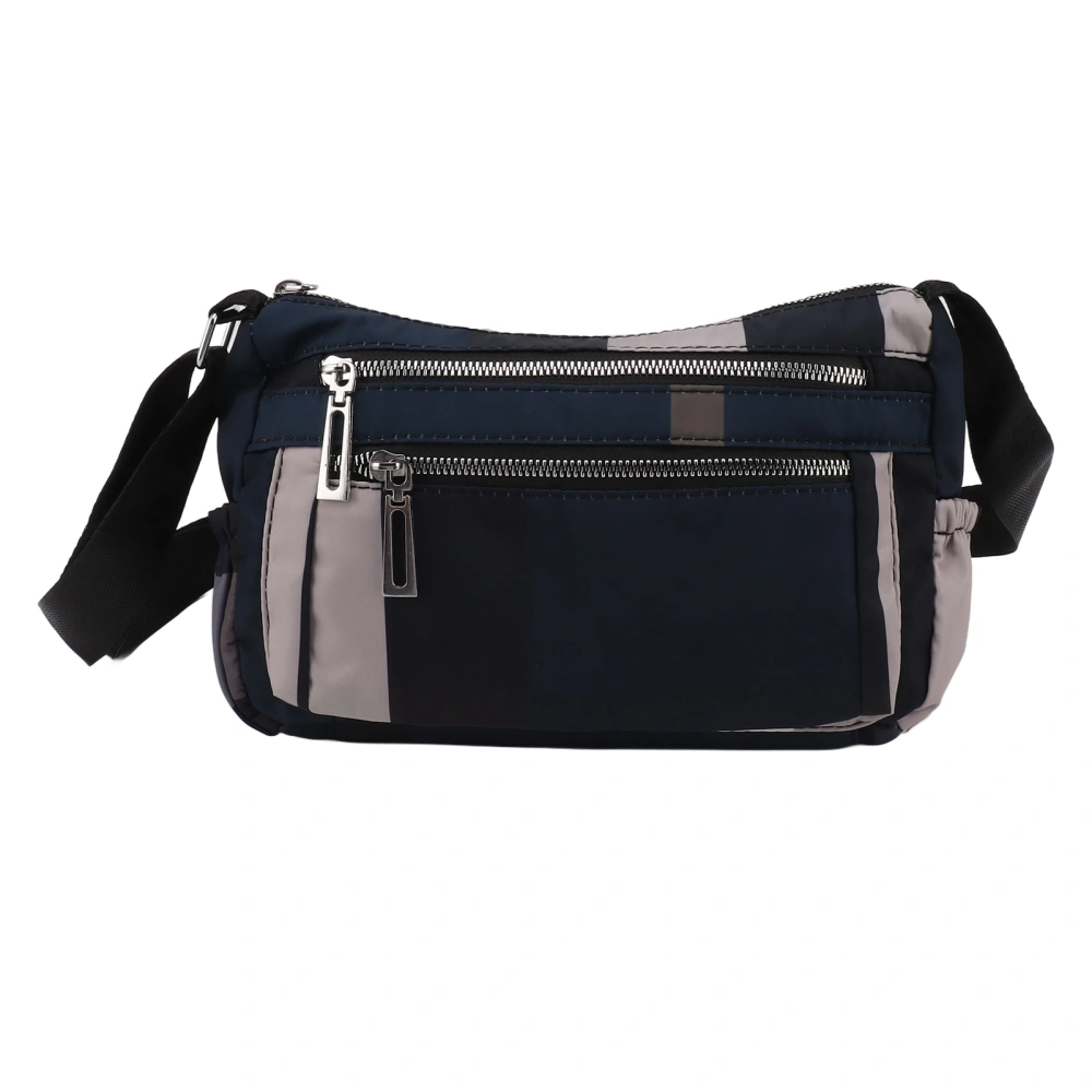 Messenger Bag Stripe Pattern Large Capacity Fashionable Shoulder Bag for School Commuting Daily Blue PVC